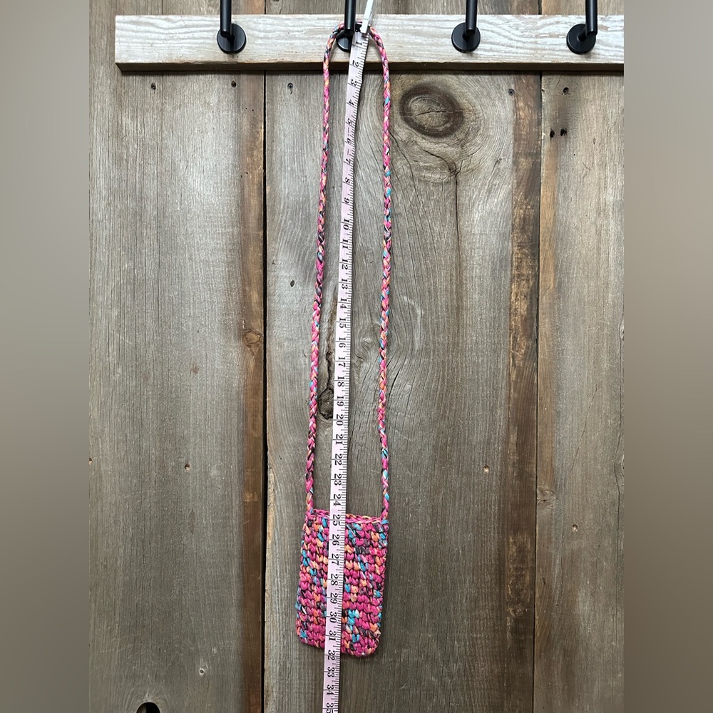 NWOT Old Navy Straw-Paper Crochet Crossbody Bag in Pink Multicolor - Picture 8 of 13